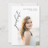 Moderner Script Graduate Foto Abschluss Einladung (Vorderseite)
