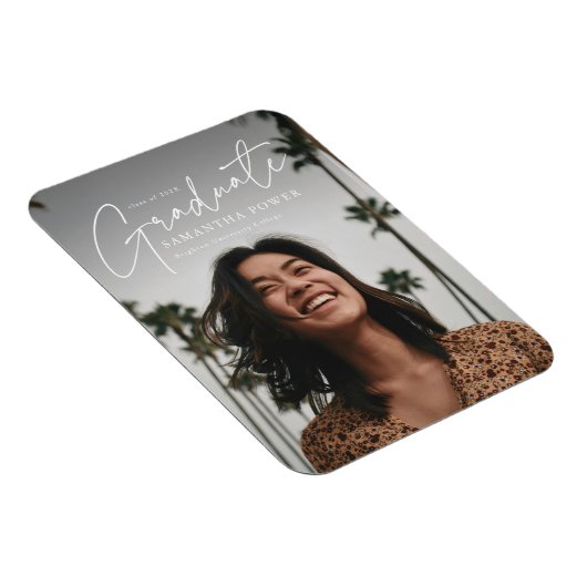 Moderner Script Graduate Foto Abschluss Magnet (Rechte Seite)