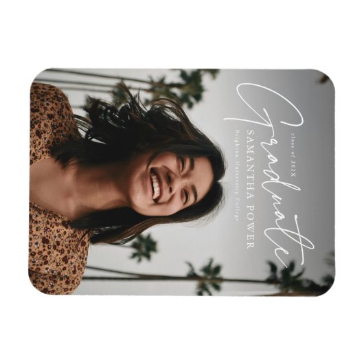 Moderner Script Graduate Foto Abschluss Magnet (Horizontal)