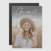 Moderner Script Graduate Foto Abschluss Magneteinladung (Vorne/Hinten)