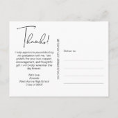 Moderner Script Graduate Foto Abschluss Vielen Dan Postkarte (Rückseite)