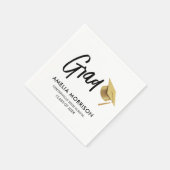 Moderner Script Graduate Gold Cap Abschluss Serviette (Ecke)