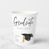 Moderner Script Graduate Hat Abschluss Pappbecher (Vorderseite)