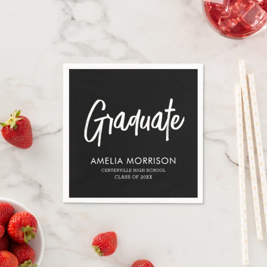 Moderner Script Graduate Minimalistischer Abschlus Serviette (Beispiel)