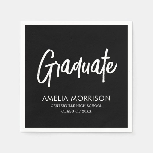 Moderner Script Graduate Minimalistischer Abschlus Serviette (Vorderseite)