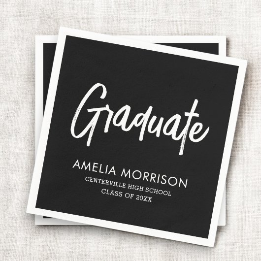 Moderner Script Graduate Minimalistischer Abschlus Serviette