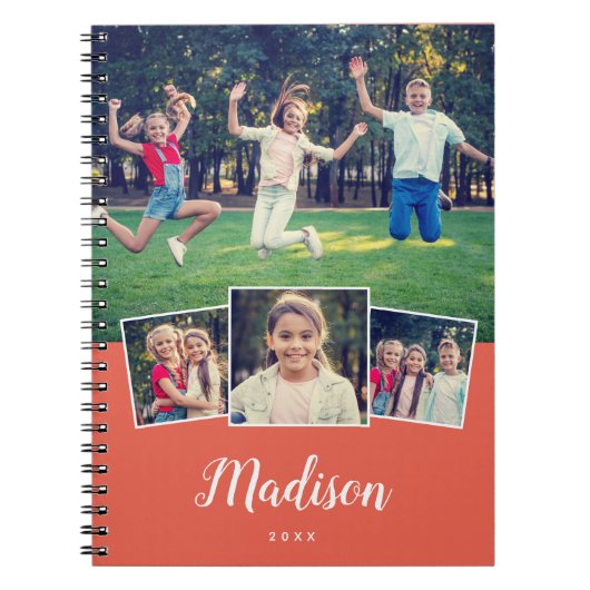 Moderner Script-Individuelle Name Cool 4 Foto Coll Notizblock (Vorderseite)