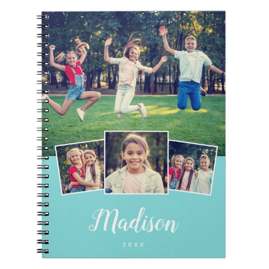 Moderner Script-Individuelle Name Cool 4 Foto Coll Notizblock (Vorderseite)