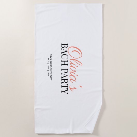 Moderner Script-Junggeselinnen-Abschied Strandtuch (Vorderseite)