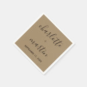 Moderner Script Kraft Verlobung Polterabend Serviette (Ecke)