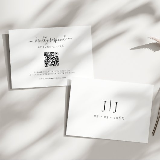Moderner Script-Minimal-QR-Code RSVP Karte