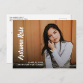 Moderner Script Name Foto Collage Girl Abschluss Ankündigungspostkarte (Vorne/Hinten)