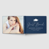 Moderner Script Navy Foto Abschluss Gästebuch (Voll)