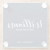 Moderner Script Navy Personalisierter Trauzeuge Glasuntersetzer (Rückseite)