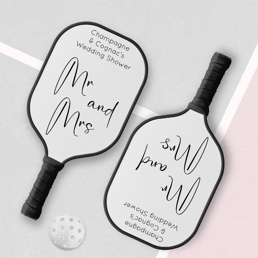 Moderner Script Polterabend Mr. and Mrs. Pickleball Schläger