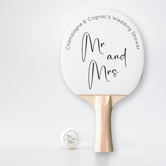 Moderner Script Polterabend Mr. and Mrs. Tischtennis Schläger