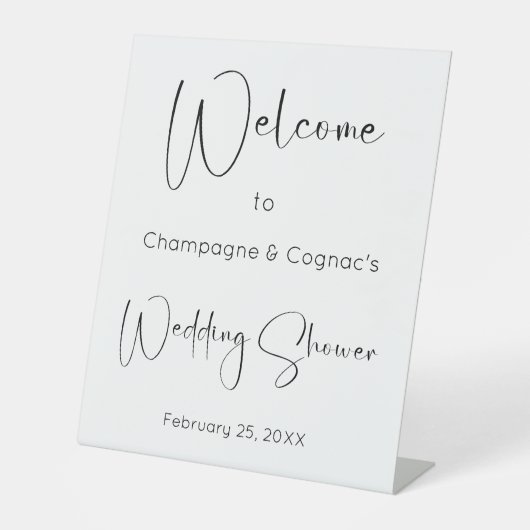 Moderner Script-Polterabend Willkommen Sockelschild (Vorderseite)