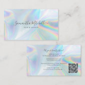 Moderner Script QR Code Holographic Beautician Sal Visitenkarte (Vorne/Hinten)