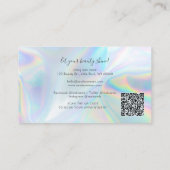 Moderner Script QR Code Holographic Beautician Sal Visitenkarte (Rückseite)