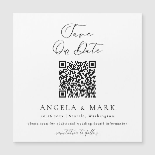 Moderner Script-QR-Code speichern das Datumsfenste Magnetkarte (Vorderseite)