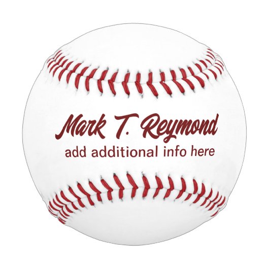 Moderner Script-Schriftart Name auf White Baseball (Rückseite)