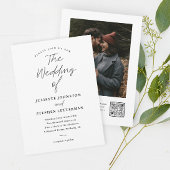 Moderner Script Schwarz und Weiß QR Code Hochzeit Einladung