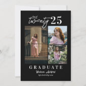 Moderner Script Schwarz-weiß Foto Collage Abschlus Ankündigung (Vorderseite)