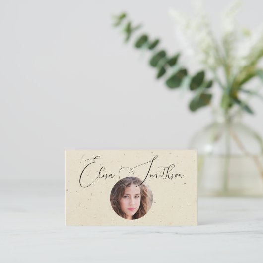 Moderner Script Social Media QR Code hinzufügen Ih Visitenkarte (Stehend Vorderseite)