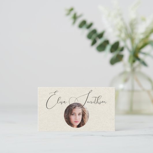 Moderner Script Social Media QR Code hinzufügen Ih Visitenkarte (Stehend Vorderseite)