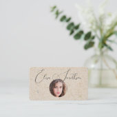 Moderner Script Social Media QR Code hinzufügen Ih Visitenkarte (Stehend Vorderseite)