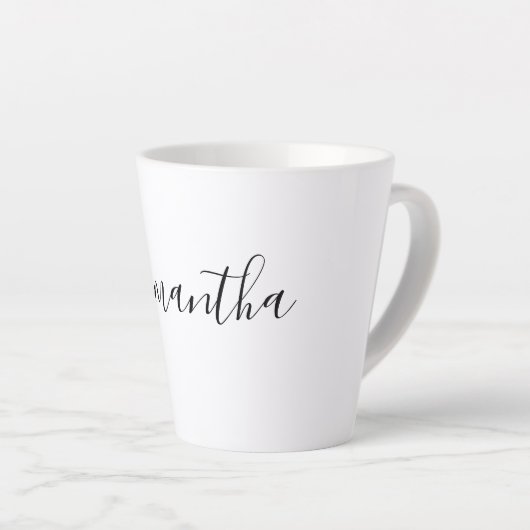 Moderner Script Typografy Individuelle Name Milchtasse (Rechte Ecke)