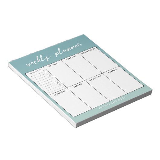 Moderner Script Weekly Planer | Name hinzufügen Notizblock (angewinkelt)