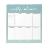 Moderner Script Weekly Planer | Name hinzufügen Notizblock (Vorderseite)