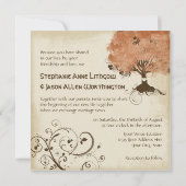 Moderner Scroll Tree of Life Herbst Herbstleaf Einladung (Rückseite)