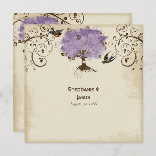 Moderner Scroll Tree of Life Spring Summer Einladung (Vorne/Hinten)