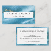 Moderner Sea Blue und Gold Glitzer Minimalistisch  Visitenkarte (Vorne/Hinten)