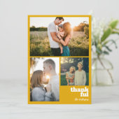 Moderner Senfgelber Erntedank 3 FotoCollage Feiertagskarte (Stehend Vorderseite)