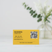 Moderner Senfgelber QR-Code-Friseursalon Visitenkarte (Stehend Vorderseite)