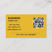 Moderner Senfgelber QR-Code-Friseursalon Visitenkarte (Vorderseite)
