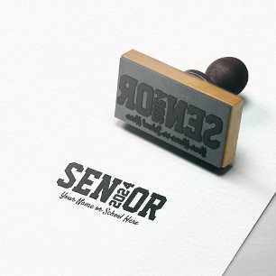 Moderner Senior Block Letter Jährlicher Abschlus Gummistempel