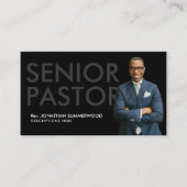 Moderner Senior Pastor mit Foto Black Visitenkarte (Vorderseite)