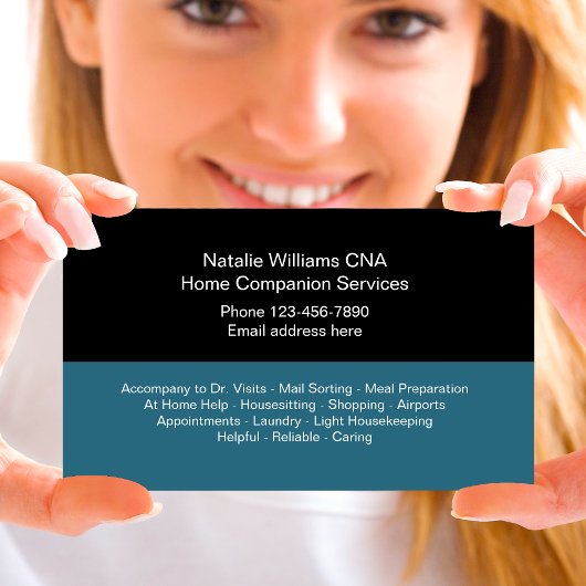 Moderner Senior Zuhause Companion CNA Visitenkarte