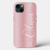 Moderner Shimmer Pink Metallischer Individuelle Na Case-Mate iPhone Hülle (Rückseite)