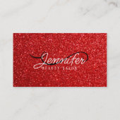 Moderner Shiny Red Glitzer Friseursalon Visitenkarte (Rückseite)