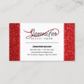 Moderner Shiny Red Glitzer Friseursalon Visitenkarte (Vorderseite)
