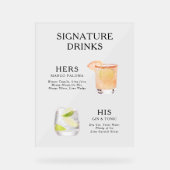 Moderner Signature Drinks Cocktail Acrylschild (Vorderseite)