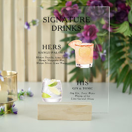 Moderner Signature Drinks Cocktail Acrylschild
