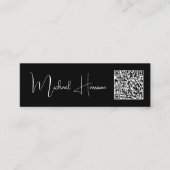 Moderner Signature Script QR Code Beruflich Mini Visitenkarte (Vorderseite)
