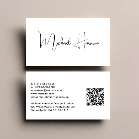 Moderner Signature Script QR Code Beruflich Visitenkarte