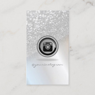 Moderner Silber Glitter Bokeh Instagram Social Med Visitenkarte